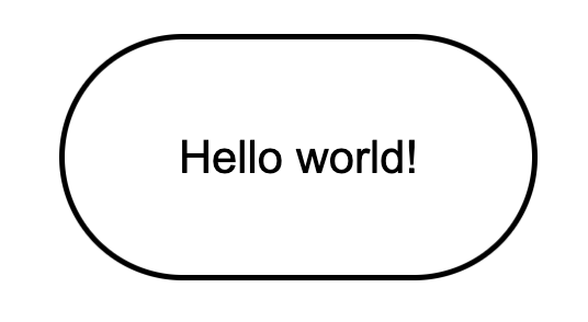 A plain rectangle with rounded corners. The text inside says 'hello world'